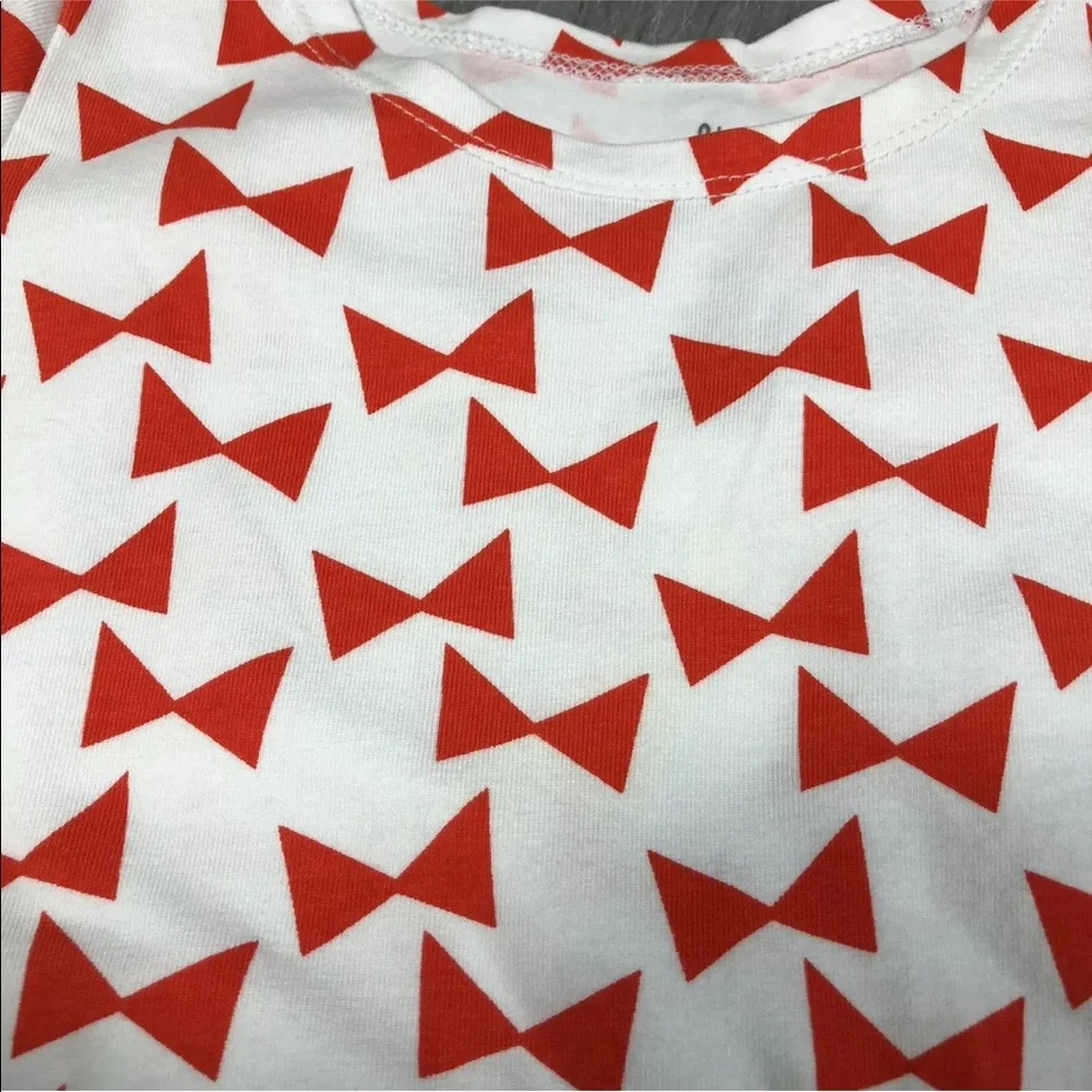 June And January White Red Bow Print Dress Toddler Girls 4T